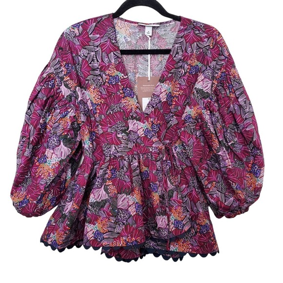 Kika Vargas X Target Coral Reef Scallop Edge Wrap Shirt Medium Bold Print NWT M - Picture 2 of 15